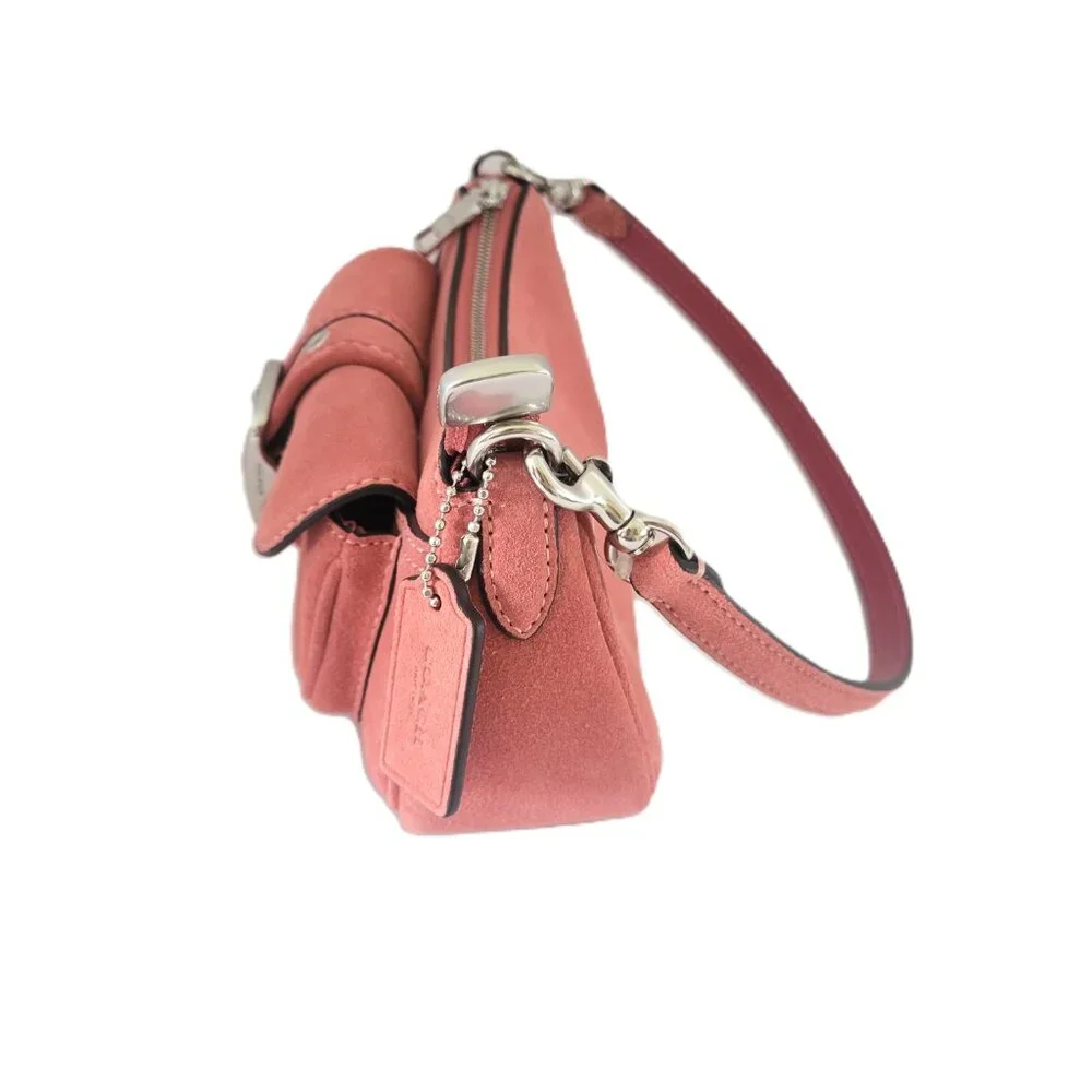 Coach CDB12 Ashton Mini Shoulder Bag Crossbody Handbag Pink Suede - Picture 3 of 7